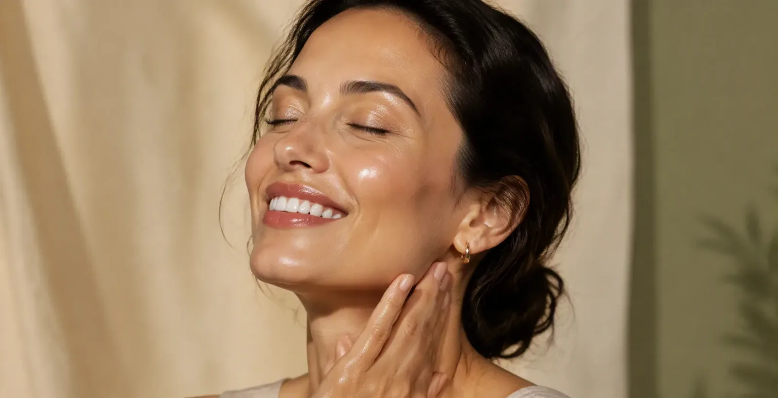 Woman with radiant glowing skin, Lavié Labs treatment