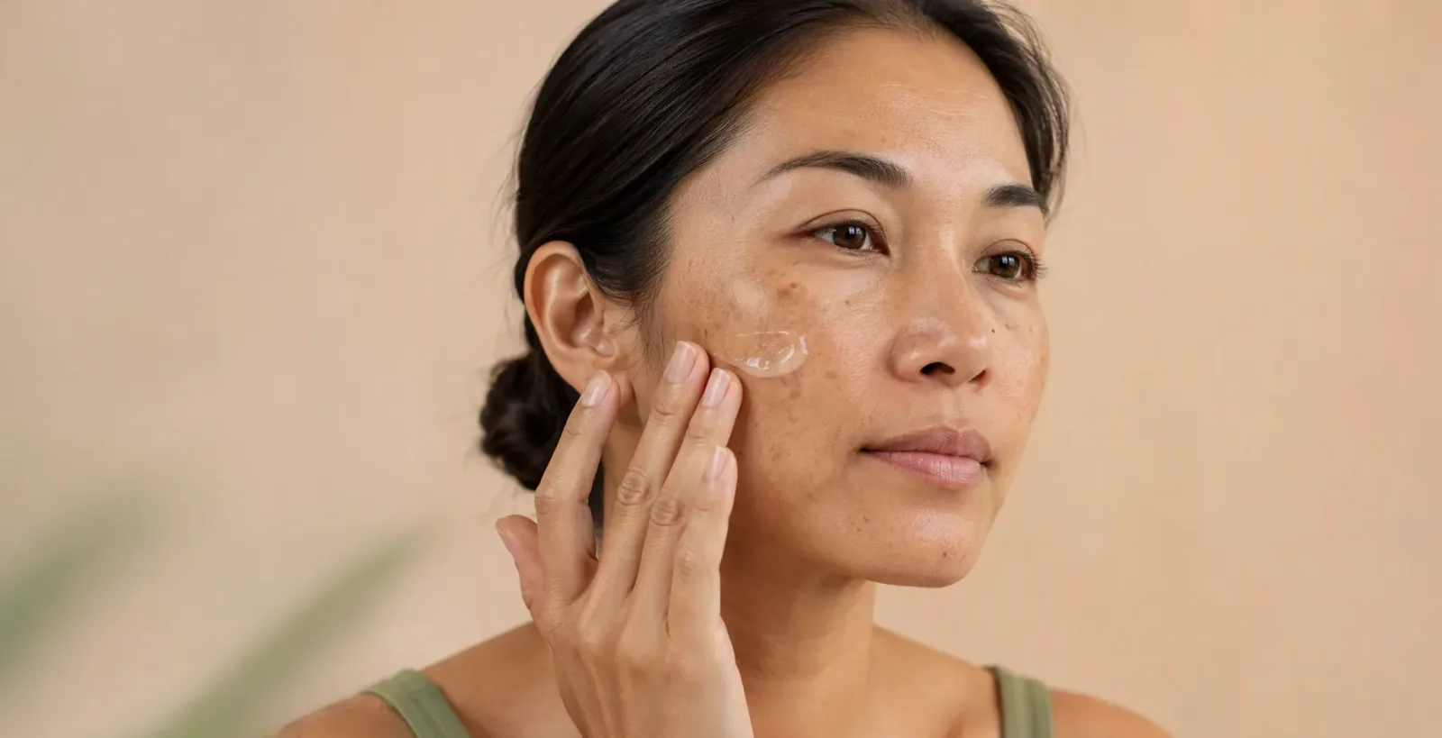 Woman applying brightening serum on dark spots